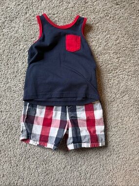 Gymboree Red/White/Blue Plaid Shorts and top